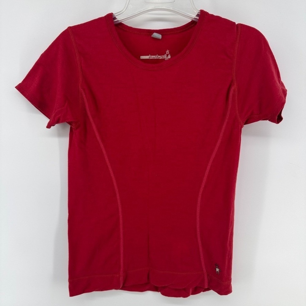 Smartwool Shirt Womens T Shirt Medium Short Sleeve Crew Neck Red Base Layer